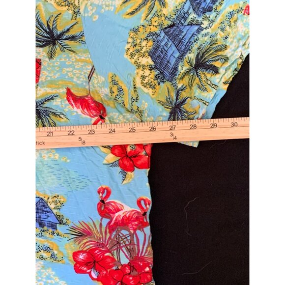 George Men’s Hawaiian Camp Shirt Size 3XL, Tropical Flamingo Coconut Trees - Picture 4 of 8